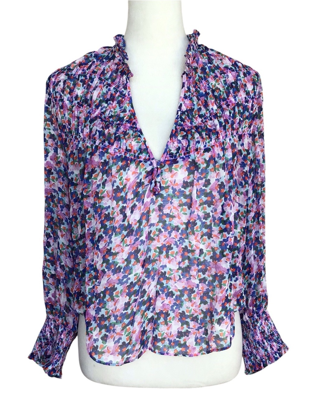 Veronica Beard Martie Silk Floral Georgette Top NEW